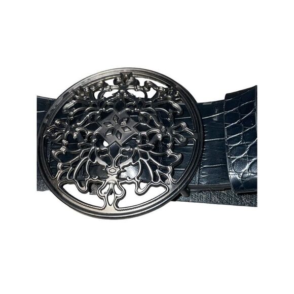 Vintage Gothic Buckle Crocodile Embossed Belt - Picture 6 of 13